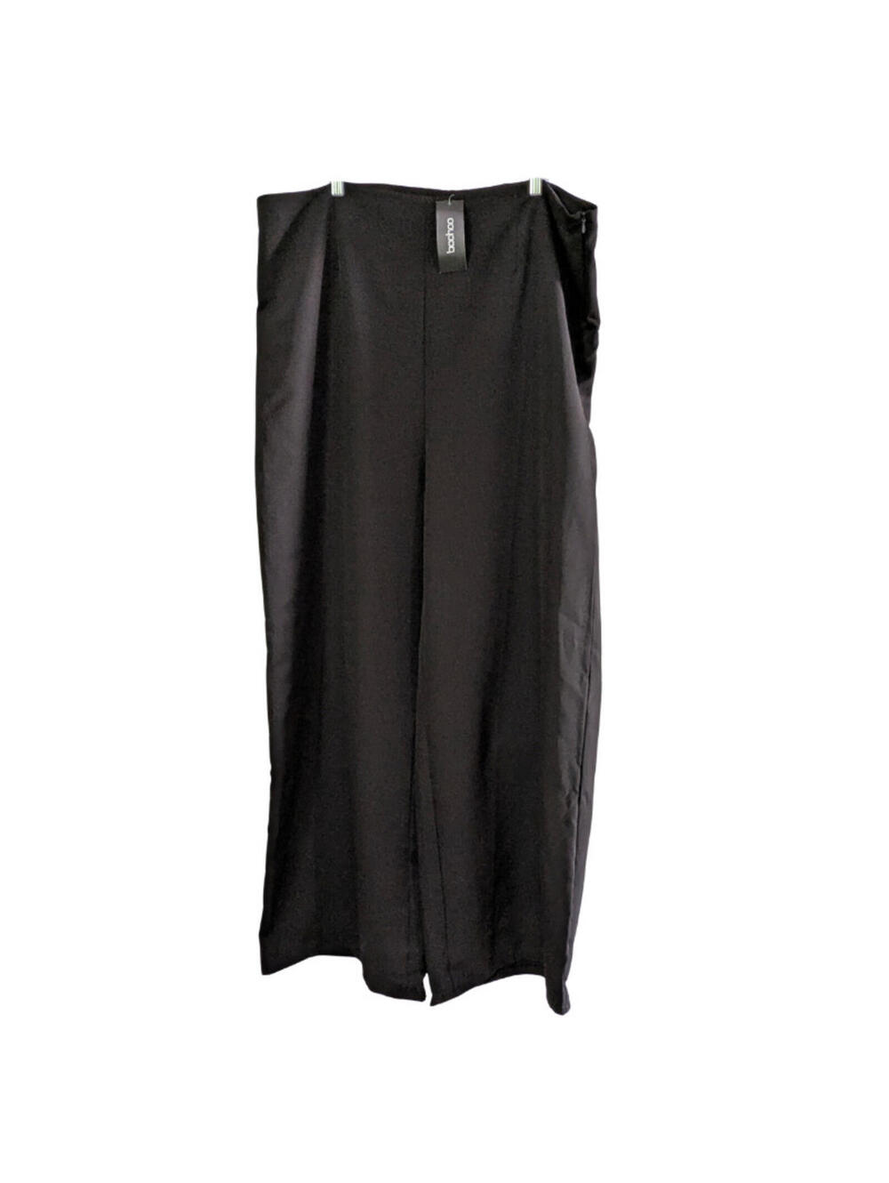 Boohoo Women's Tailored Wide Leg Trouser, Black, Plus Size 18, New, Side Zipper